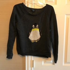 AE Penguin Sequin Pullover Sweater